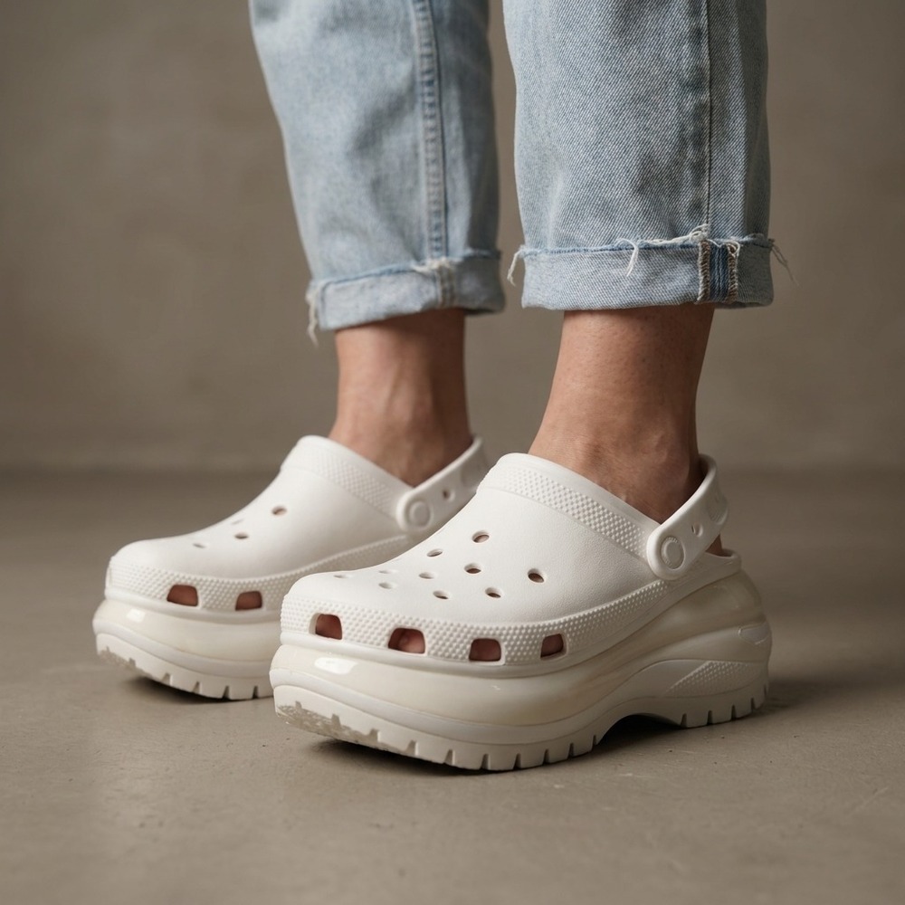 Women Classic Crocs Mega Crush Platform Slip On Clogs Sandals Size 9